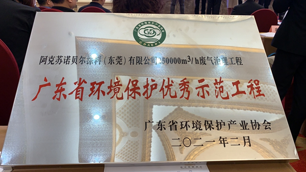广东省环境保护优秀示范工程证书